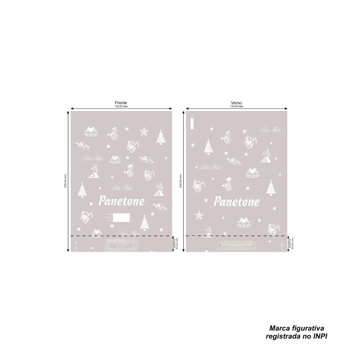 SACOS PLASTICOS 13 X 23 PANETONE BRANCO 100 G C/100 UN CÓD: 00152