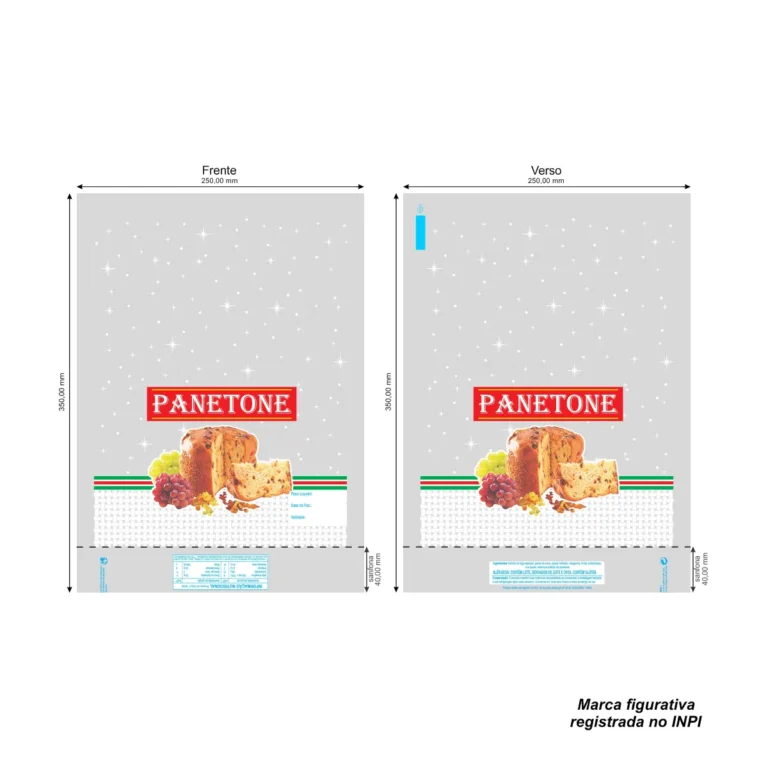 SACOS PLASTICOS 25 X 35 PANETONE C/FOTO 500 G C/100 UN CÓD: 12332