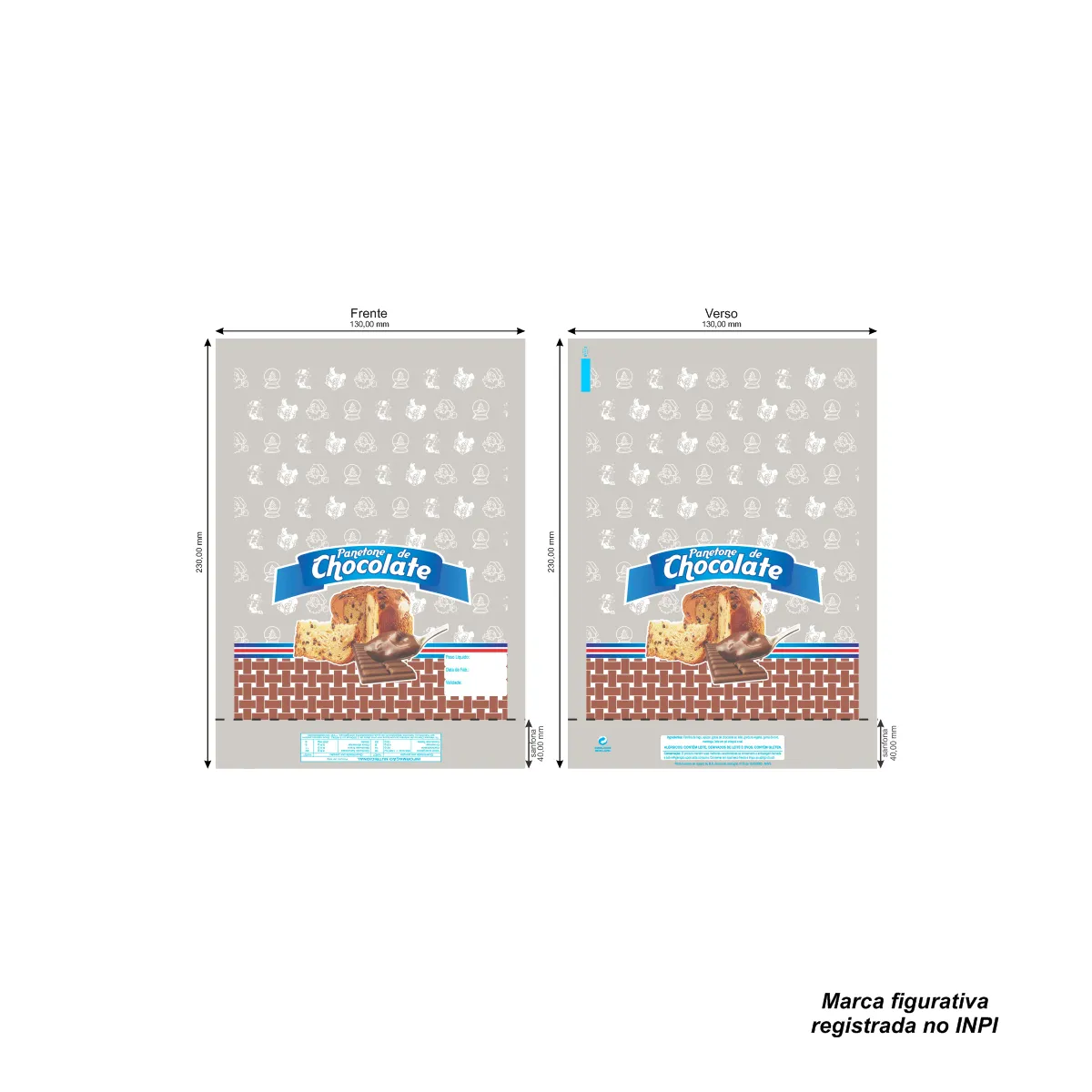 SACOS PLASTICOS 13 X 23 PANETONE CHOC. 100 G (100 UN) CÓD: 00254