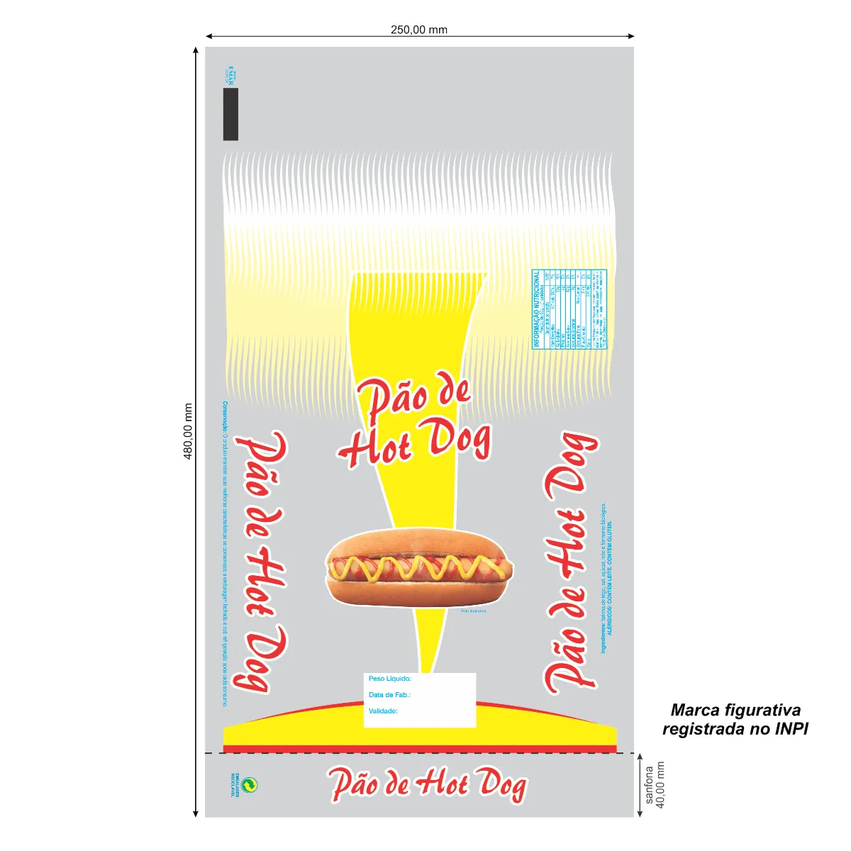 SACOS PLASTICOS PP 25X48 PAO DE HOT DOG C/100 (P-H-D) CÓD: 00160