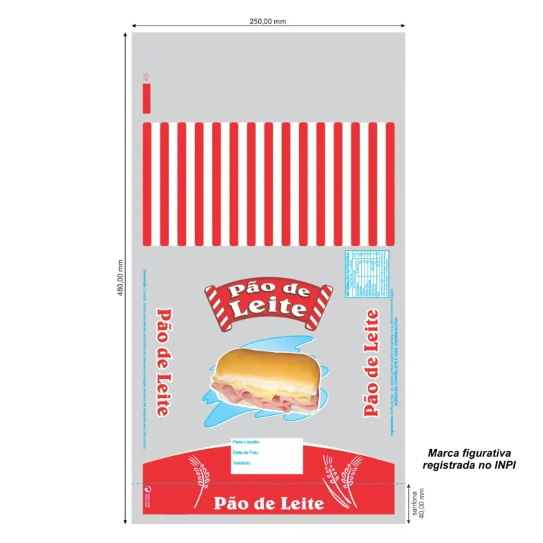 EMBALAGENS PP 25 X 48 PAO DE LEITE FOTO VERME 100UN CÓD: 12842