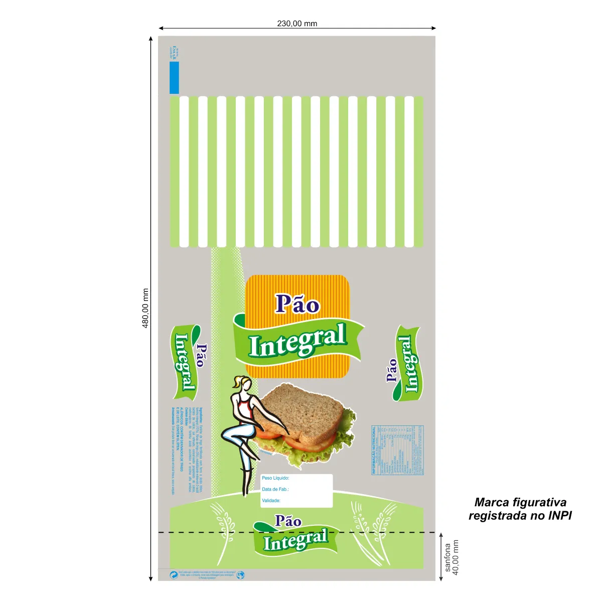 EMBALAGENS PP 23 X 48 PAO INTEGRAL C/ FOTO (100 UN) CÓD: 14099