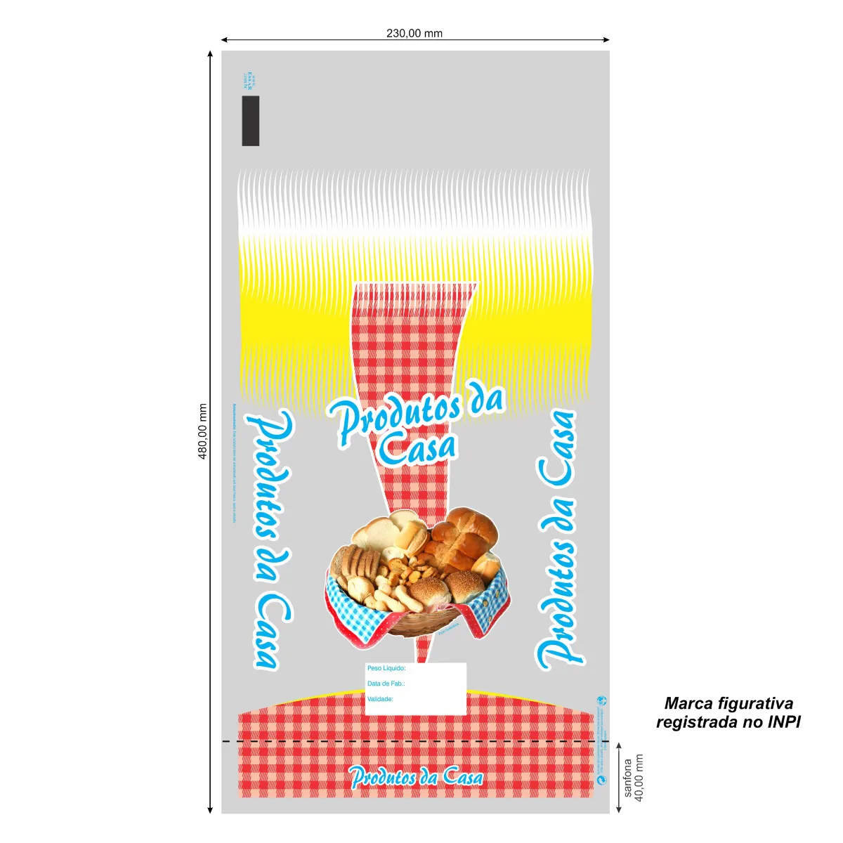 SACOS PLAST. PP 23 X 48 PRODUTO DA CASA C/FOTO (C/100) CÓD: 13765