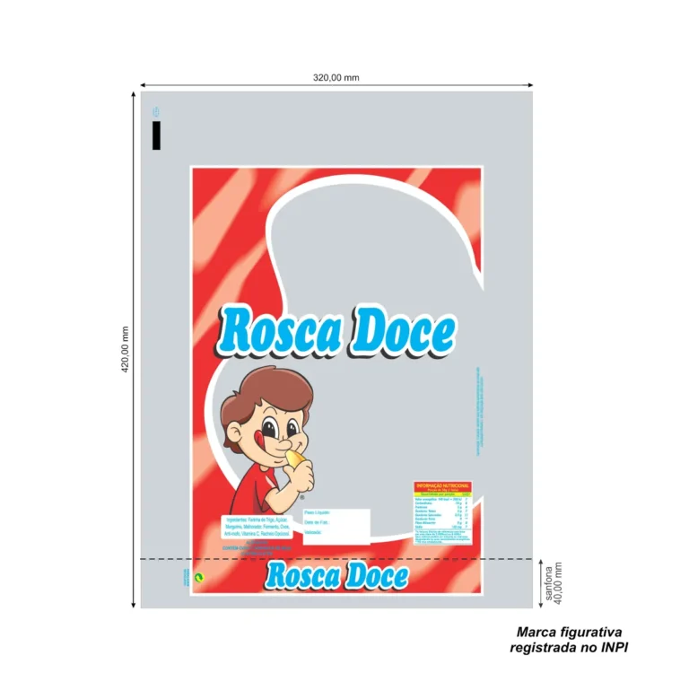 SACOS PLAST PP 32X42 ROSCA DOCE C/ DESENHO (R-D-D) 100 CÓD: 00255