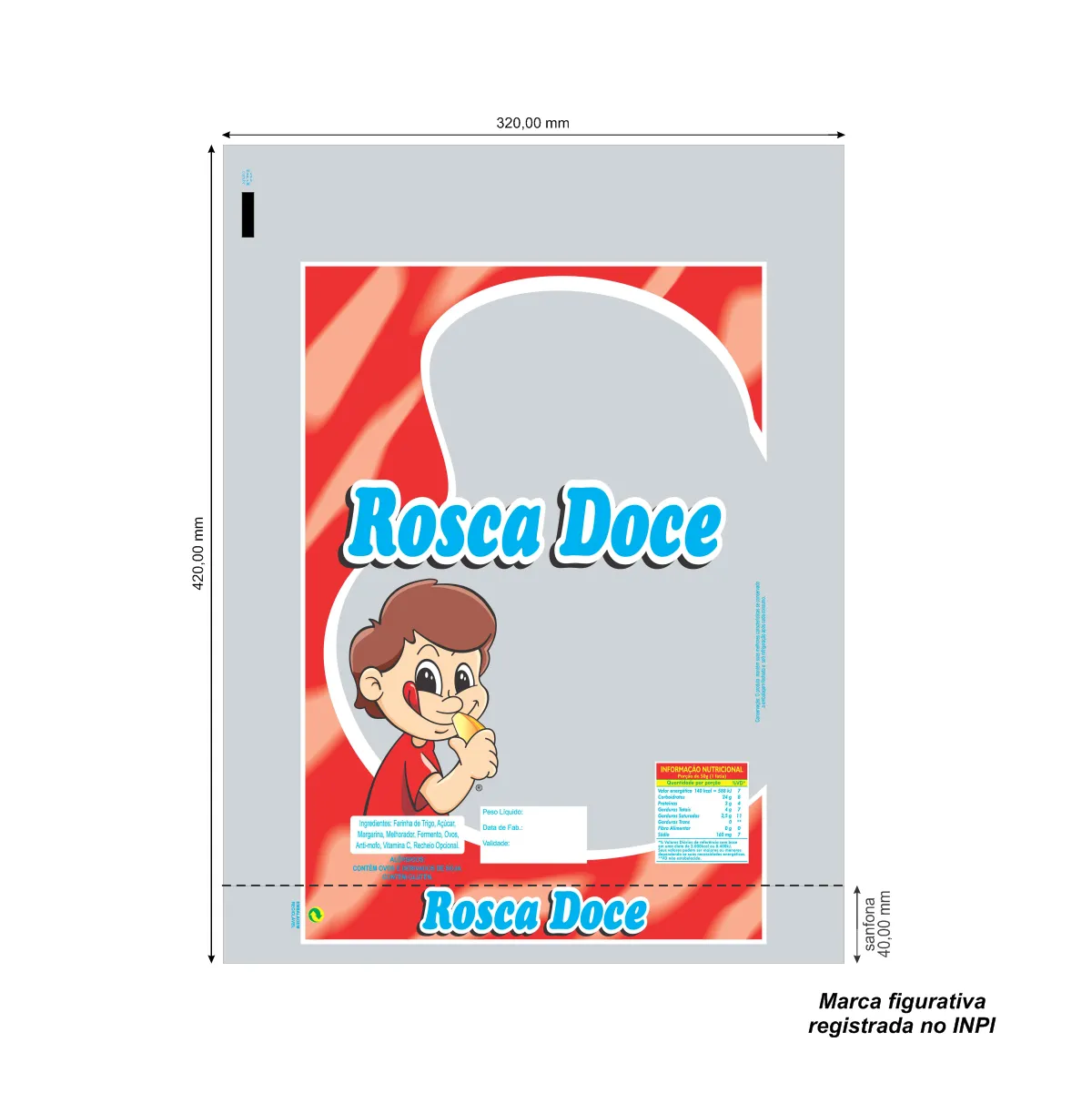 SACOS PLAST PP 32X42 ROSCA DOCE C/ DESENHO (R-D-D) 100 CÓD: 00255
