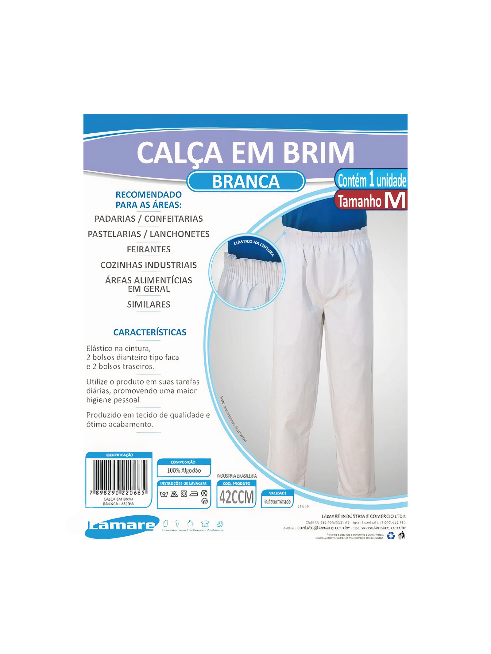 CALCA CONFEITEIRO EM BRIM BRANCA MEDIA CÓD: 13185