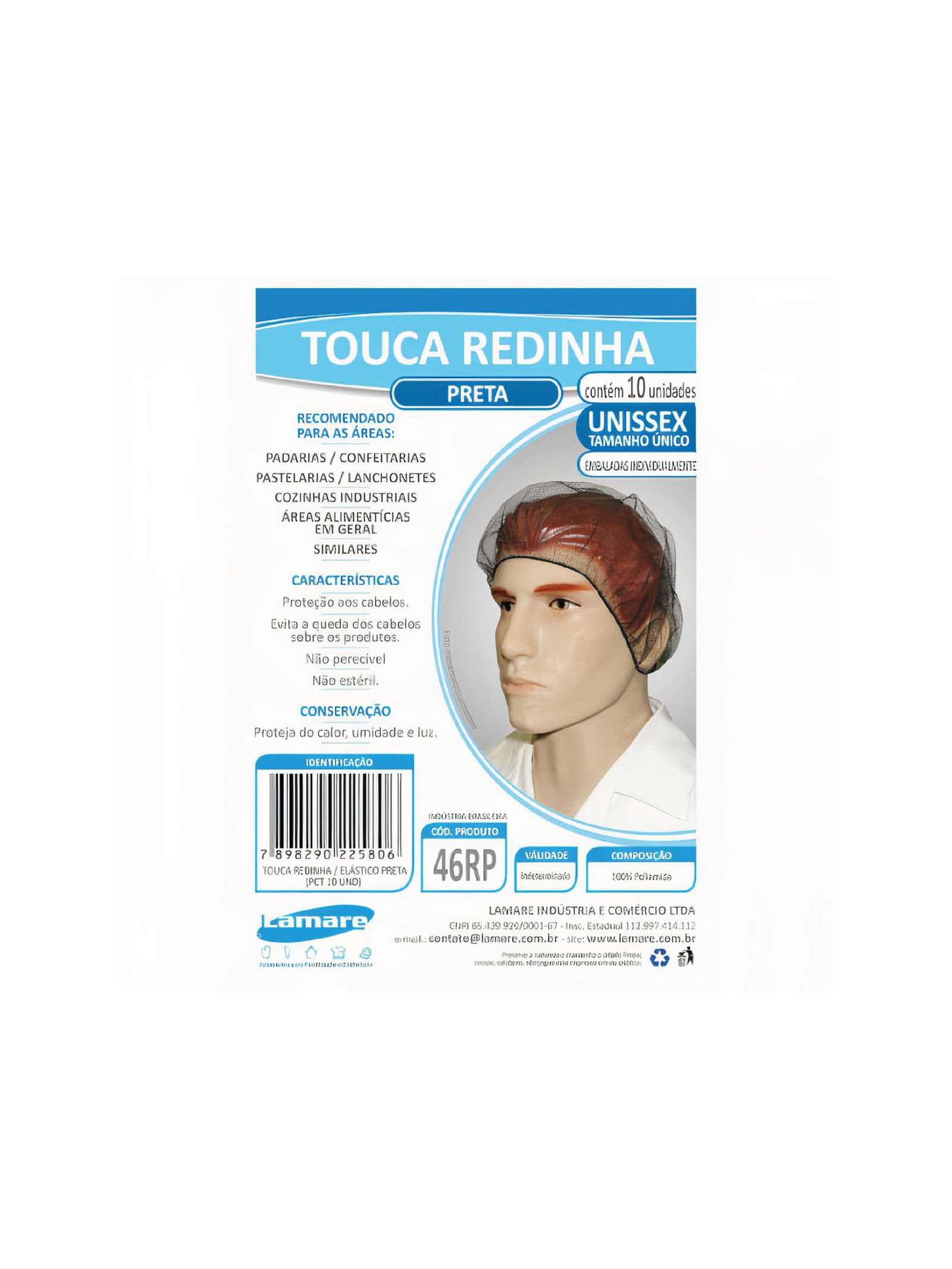 TOUCA RENDINHA/ELASTICO PRETA C/10 UN CÓD: 11869