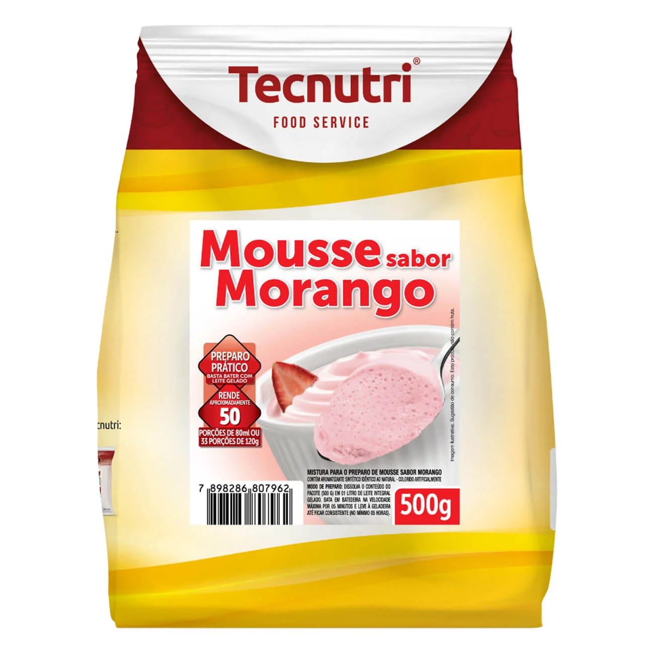 MIST. EM PO P/ MOUSSE MORANGO 500G TECNUTRI -7962 CÓD:15523