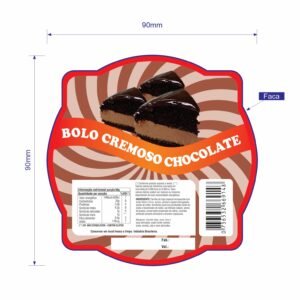 ETIQUETA ESP. 90 X 90 BOLO DE CHOCOLATE 50 UND -9124 CÓD: 13398