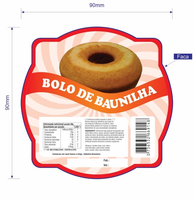 ETIQUETA ESP. 9X9 BOLO CREMOSO BROA DE FUBA (50 UN) CÓD:14014