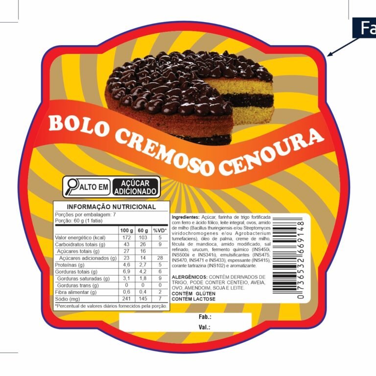 ETIQUETA ESP. 9X9 BOLO CREMOSO CENOURA (50 UN) CÓD:14017