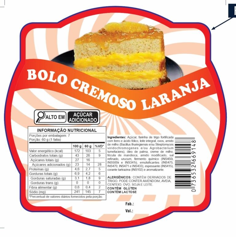 ETIQUETA ESP. 9X9 BOLO CREMOSO LARANJA (50 UN) CÓD:14028