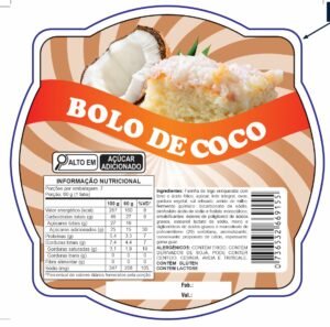 ETIQUETA ESP. 90 X 90 BOLO DE COCO 50 UND CÓD:13399
