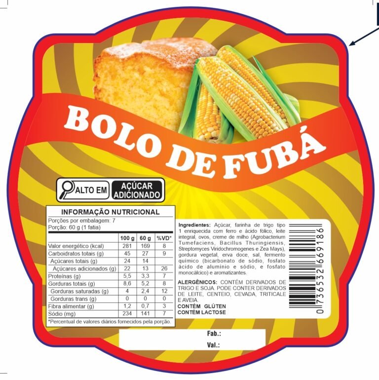 ETIQUETA ESP. 90 X 90 BOLO DE FUBA 50 UND CÓD:13396