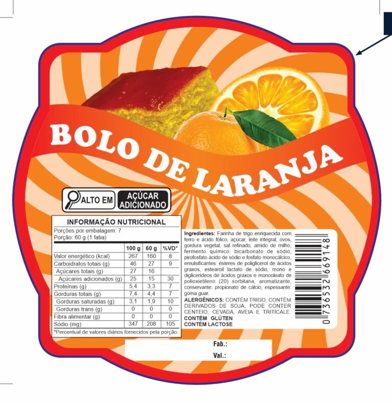 ETIQUETA ESP. 90 X 90 BOLO DE LARANJA 50 UND CÓD:13400