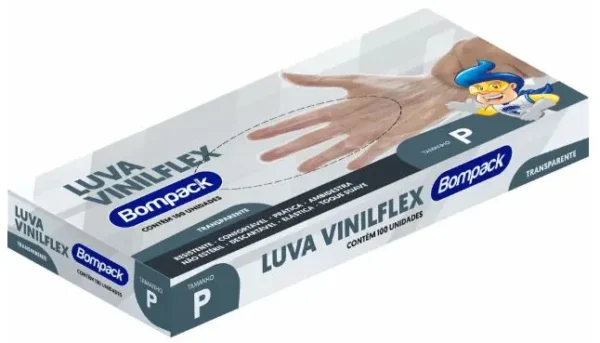 LUVA VINILFLEX BOMPACK S/PO TRANSPARENTE P C/100 -CÓD:13958