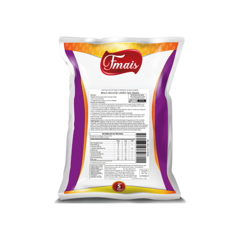 MISTURA EM PÓ PARA BOLO MOUSSE LIMÃO 5KG FMAIS CÓD:15885