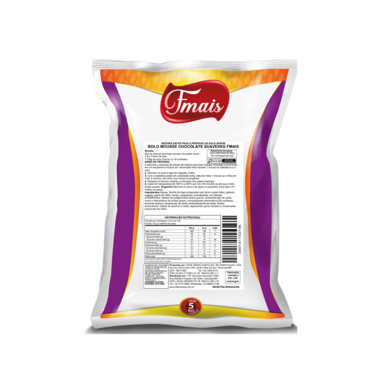 MISTURA EM PÓ PARA BOLO MOUSSE DE CHOCOLATE SUAVE 5KG FMAIS CÓD:15887