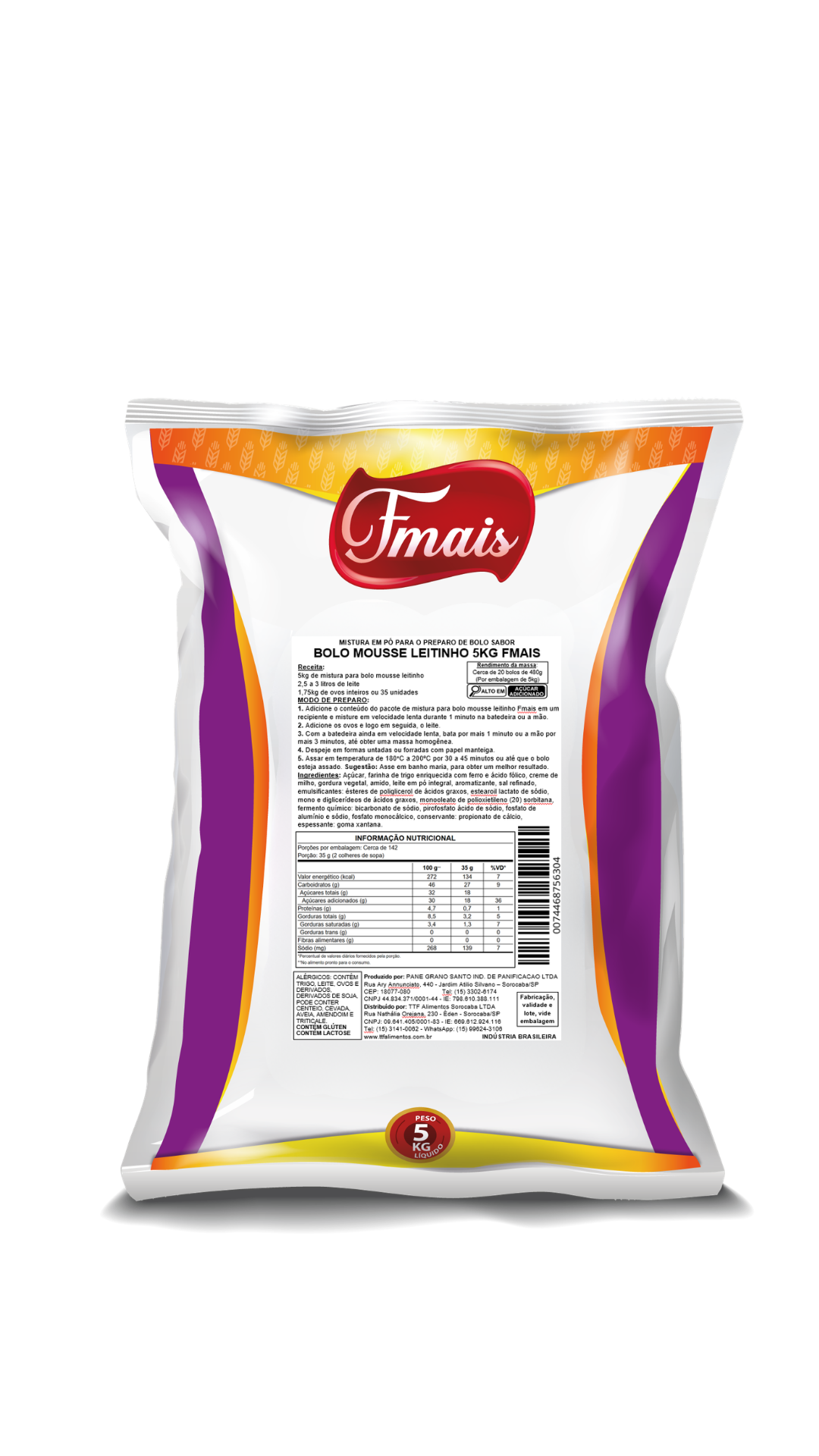 MISTURA EM PÓ PARA BOLO MOUSSE DE MARACUJÁ 5KG FMAIS CÓD:16121